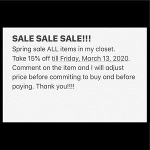 Sale sale sale. Spring sale take 15% Till March 13